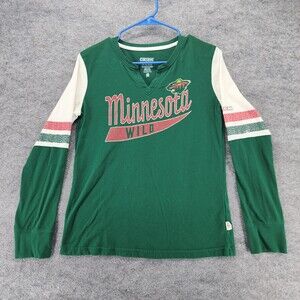 Minnesota Wild Shirt Womens Medium NHL CCM Long Sleeve Green